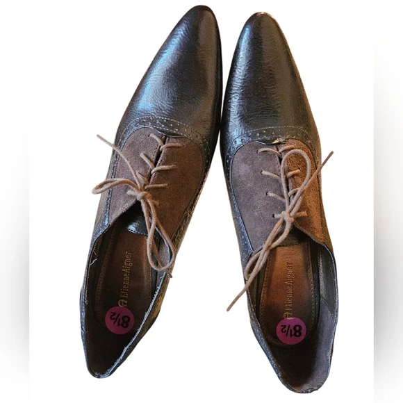 Vintage ETIENNE AIGNER Brown Spectator Oxfords Shoe Goth Whimzigoth Grany Boots - Picture 3 of 9